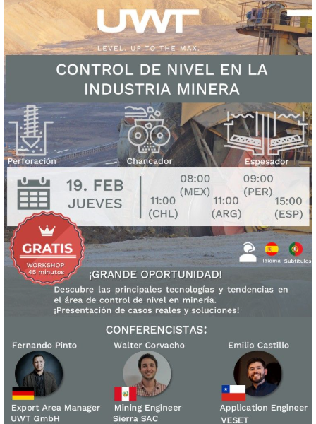 Webinar sin cargo "Control de nivel en la industria minera" 1 image 1